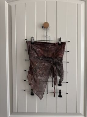 Edikted Sheer Ruched Asymmetrical Shirt in Mauve Brown